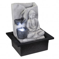 Fantana decor gradina/interior Buddha, lumina LED, 210 x 255 x 185 mm