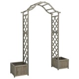 Cumpara ieftin Pergola de gradina cu jardiniera, gri, lemn masiv de brad