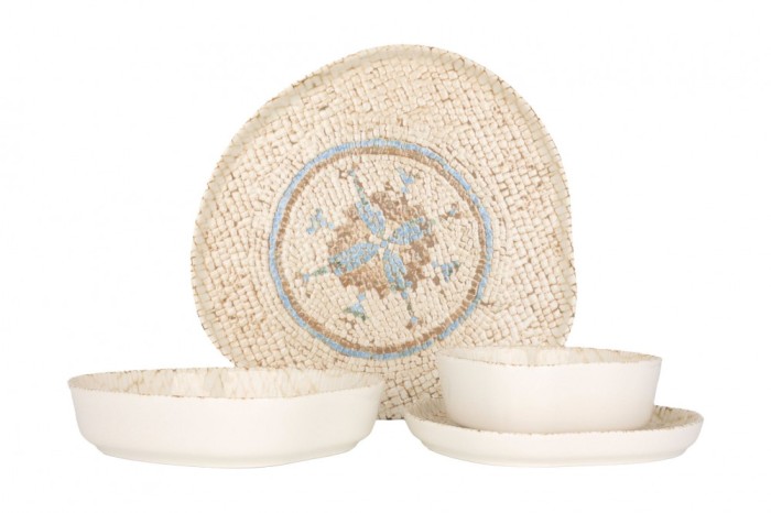 Rinart Set de vesela - Celest - 24 bucăți - 6 persoane - Porţelan