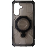 Husa spate Carbon Shield Pro cu inel si stand, TPU negru, PC fumuriu semitransparent, pentru Samsung Galaxy A37 5G