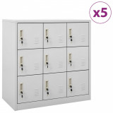 vidaXL Dulapuri vestiar 5 buc. gri deschis 90x45x92,5 cm oțel 3095243
