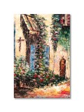Cumpara ieftin Tablou pictat manual, Alee cu flori, 90x60cm ulei pe panza in cutit efect 3D, gata de expus pe perete
