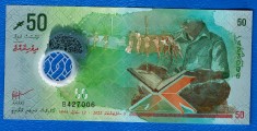 (2) BANCNOTA MALDIVE - 50 RUFIYAA 2022, POLYMER, EXOTICA, CIRCULATA foto