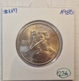 234 Cehoslovacia, Czechoslovakia, 100 Korun Coroane, 1985 Hockey, KM#117, argint, Europa