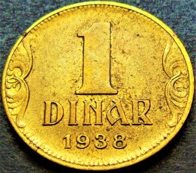 Moneda istorica 1 DINARI - YUGOSLAVIA, anul 1938 * cod 908 foto