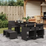 Cumpara ieftin Gossi set mobilier de gradina cu perne, 9 piese, negru, poliratan