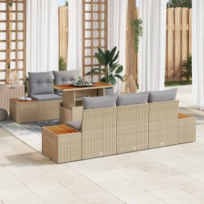 vidaXL Set de masă pentru grădină 6 pcs Bej și gri 100 x 55 x 73 cm foto
