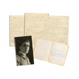 Aviator Constantin Tănăsescu, caiet manuscris + fotografie de epocă, cca. 1940