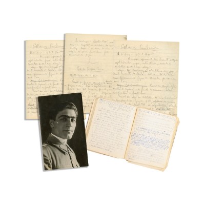 Aviator Constantin Tănăsescu, caiet manuscris + fotografie de epocă, cca. 1940 foto