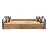 Cumpara ieftin Set 3 tavi lemn maro zinc 35x20x5 cm, 30x15x5 cm, 25x10x5 cm