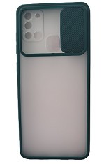 Huse siliconcu protectie camera slide Samsung Galaxy A21s , Verde foto