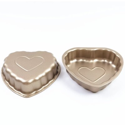 Set 2 mini tavi metalice in forma de inima pentru cuptor, 13 cm foto