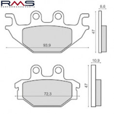 Set placute frana - Adly - CAN-AM 250 - Kymco KXR - Maxxer - MXU 250-500 - TGB Blade - Yamaha YZF-R 125 (08-13) (RMS)