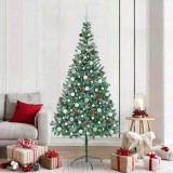 VidaXL Brad de Crăciun artificial cu 300 LED Verde 210 cm PVC și Oțel 3396726