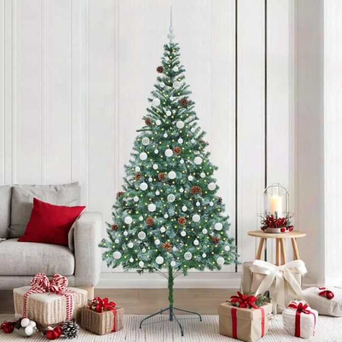 vidaXL Brad de Crăciun artificial cu 300 LED Verde 210 cm PVC și Oțel 3396726
