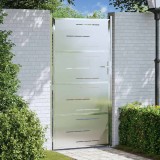 Cumpara ieftin Poarta de gradina 85 x 174 cm Otel inoxidabil Argintiu Blocat