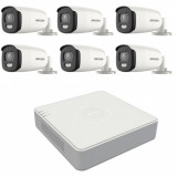 Kit de supraveghere Hikvision 6 camere 5MP ColorVu, Color noaptea 40m, DVR cu 8 canale 8MP SafetyGuard Surveillance