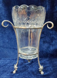 VAZA DIN CRISTAL IN MONTURA DIN METAL ARGINTAT, MARCAT &#039;AK &amp;amp,amp, Cie&#039;, AUSTRIA, cca 1900