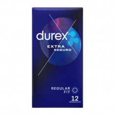 Prezervative clasice Durex Extra Seguro, lubrifiate si rezistente, 56 mm, 1 cutie x 12 buc