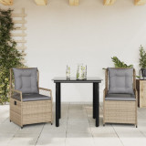 Set mobilier de gradina cu perne, 3 piese, bej, poliratan GartenMobel Dekor, vidaXL