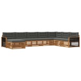 vidaXL Set de canapele de exterior cu pernă 8 pcs Natural și Antracit 3383715