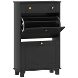HOMCOM Dulap pentru pantofi &icirc;ngust cu sertare cu uși basculante și raft reglabil, 60 x 23,5 x 98,5 cm, negru | Aosom Romania