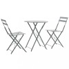 VidaXL Set mobilier bistro, 3 piese, gri, oțel