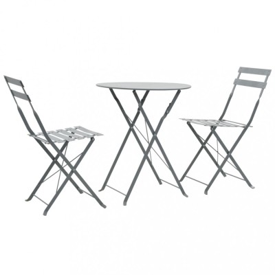 vidaXL Set mobilier bistro, 3 piese, gri, oțel foto