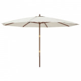 Umbrela de soare de gradina stalp din lemn, nisipiu, 400x273 cm GartenMobel Dekor, vidaXL