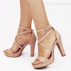 Sandale Dama Nude Elegante cu Platforma, Toc 10cm, Piele Ecologica BDB8786