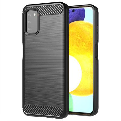 Husa pentru Samsung Galaxy A03s, Techsuit Carbon Silicone, Black foto