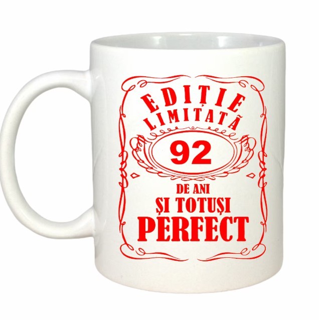 Cana alba personalizata, Editie Limitata 92 ani, INOVATIX&reg;. 330ml