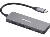 Hub USB-C - 2x USB-C, 2x USB 3.0 Sandberg 136-50, aluminiu