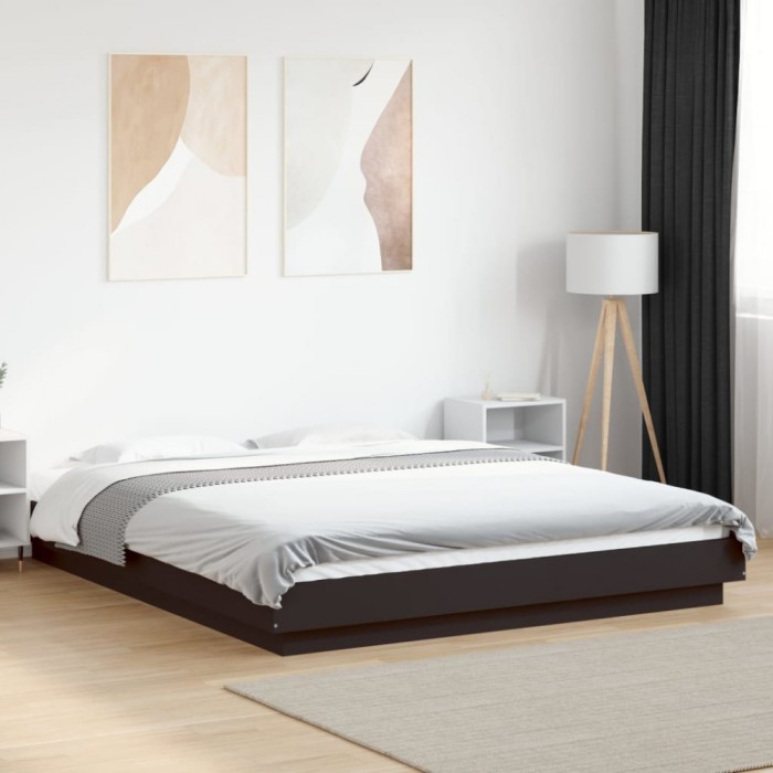 Cadru de pat, negru, 160x200 cm, lemn prelucrat
