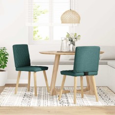 vidaXL Scaune de bucătărie, 2 buc., verde &icirc;nchis, material textil