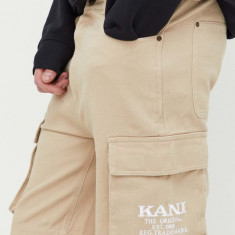 Karl Kani pantaloni scurti din bumbac culoarea bej