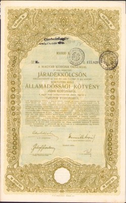 A652 Bon de stat austro-ungar la purtător cu ștampile rom&amp;acirc;nești, 1917 foto