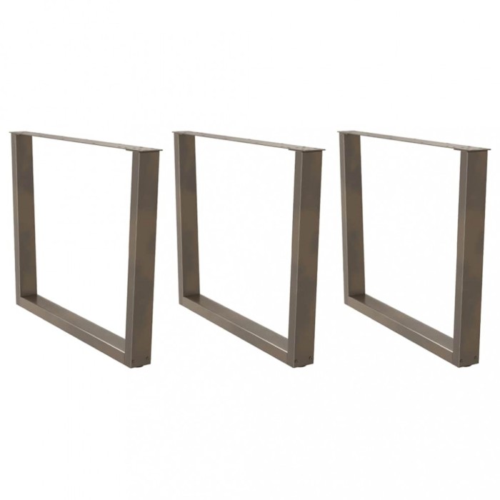 vidaXL Picioare de masă &icirc;n formă de V, 3 buc., oțel natural, 100 x (72-73,3) cm 4012675