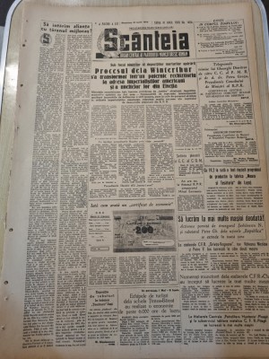 scanteia 19 iunie 1949-schela tintea baicoi,orasul husi,uzina 23 august,cfr cluj foto