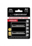 Cumpara ieftin Set 2 acumulatori reincarcabili Esperanza 2600mAh, AA / R6