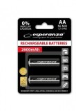 Set 2 acumulatori reincarcabili esperanza 2600mah, aa / r6 MultiMark GlobalProd