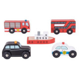 Set 5 vehicule din lemn, BigJigs Toys