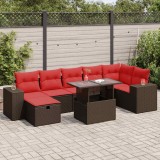 VidaXL Set mobilier grădină perne 8 piese negru, poliratan/lemn acacia 3327954
