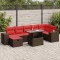 vidaXL Set mobilier grădină perne 8 piese negru, poliratan/lemn acacia 3327954