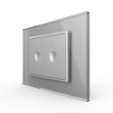 Intrerupator dublu touch Livolo gri cu rama din sticla, standard italian