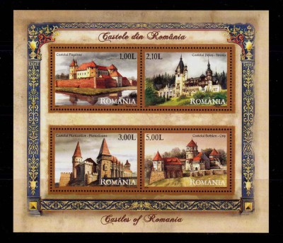 RO 2008 ,LP 1810a ,&amp;quot;Castele din Romania&amp;quot;, bloc/colita 432 ,MNH foto