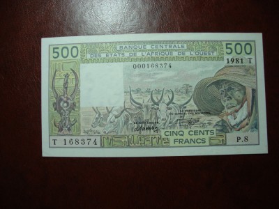 TOGO 500 FRANCI 1981 AUNC foto