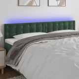 VidaXL Tăblie de pat cu LED, verde &icirc;nchis, 160x5x78/88 cm, catifea