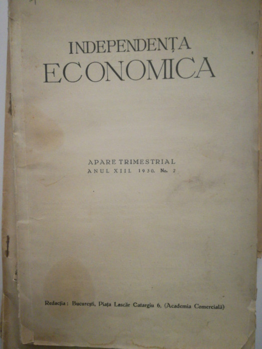 Revista Independenta economica, nr. 2 1930, anul XIII Academia Comerciala C2