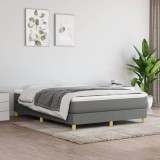 vidaXL Pat box spring cu saltea, gri &icirc;nchis, 140x200 cm, textil